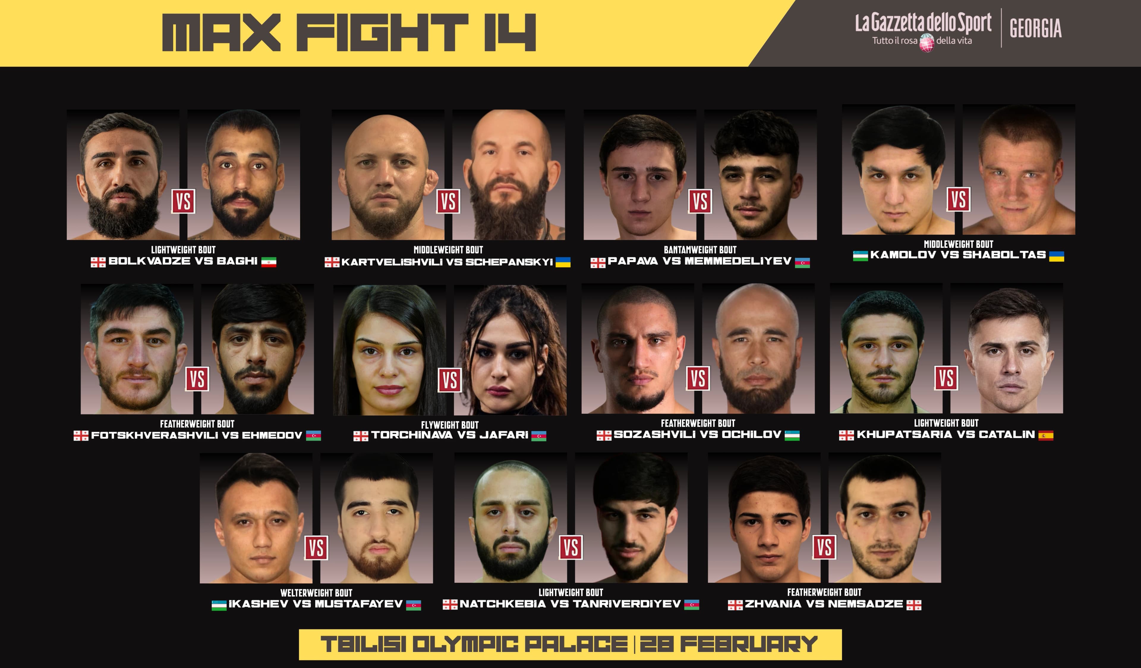 MAX FIGHT-ის 2026 წლის პირველი ღონისძიება 28 თებერვალს გაიმართება